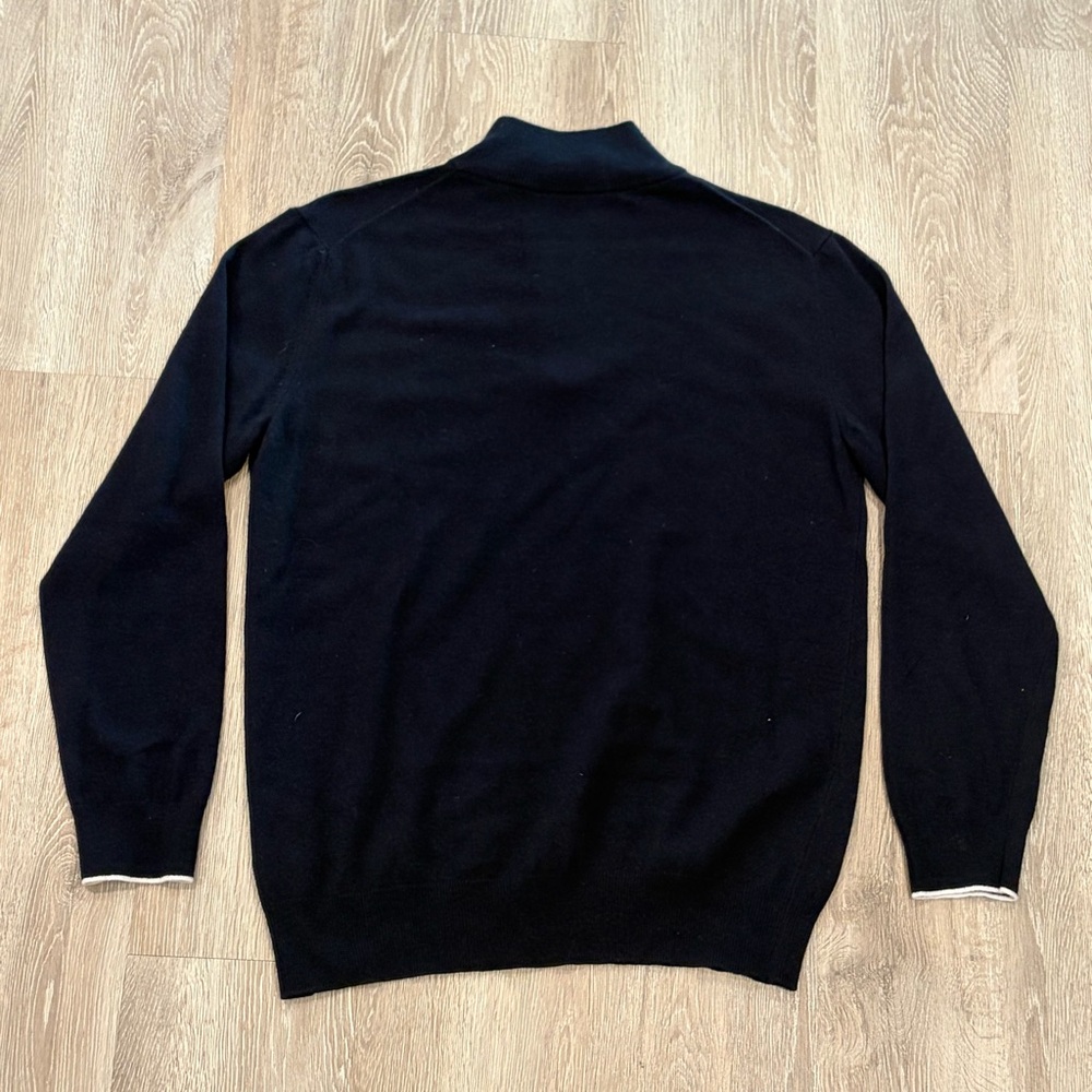 Boggi Milano 1/4 Zip Sweater Mens XL Navy Blue Cashmere Blend Mock Neck Luxury - Picture 3 of 9